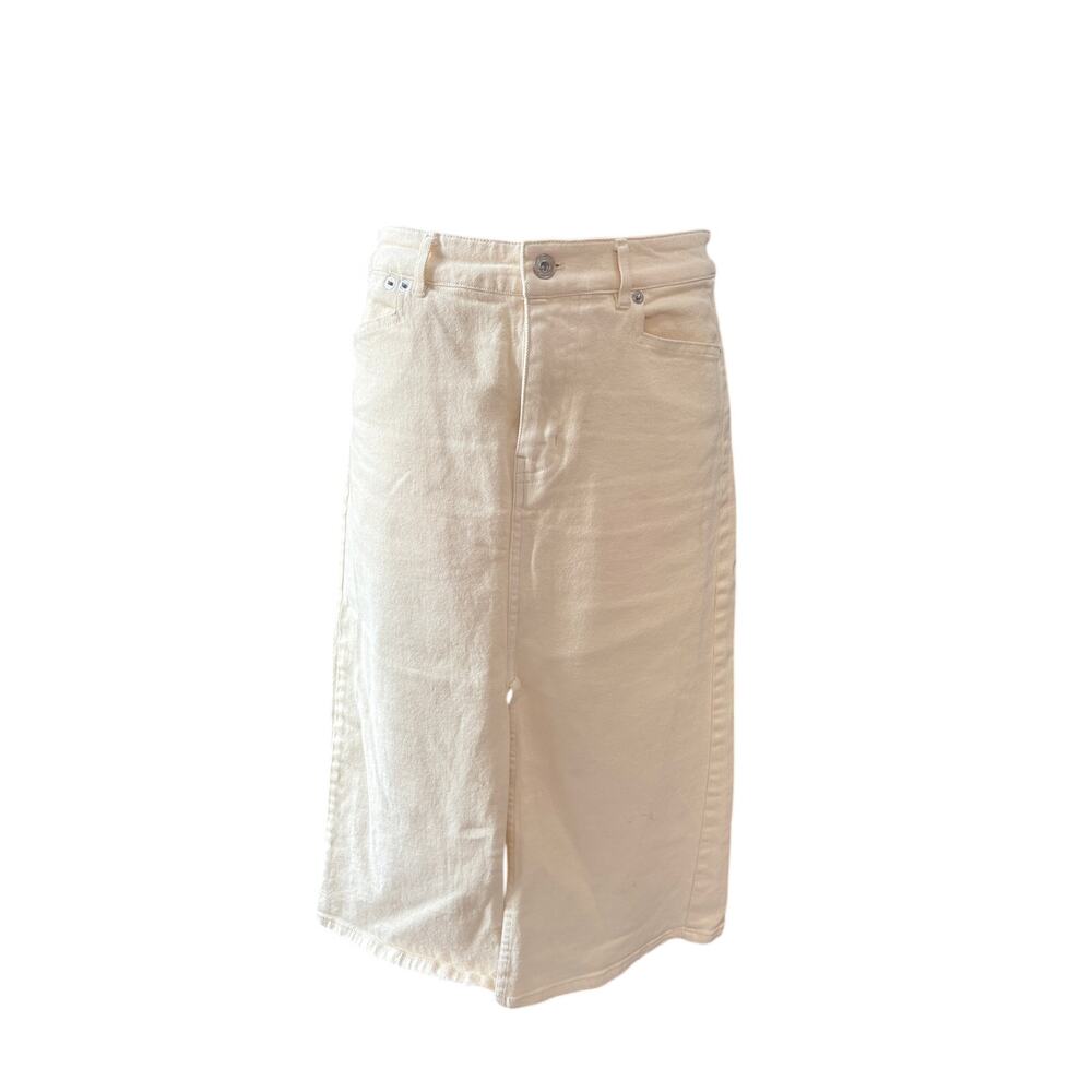 Proenza Schouler Women's Size 6 Cream Denim Jean Midi Skirt Minimalist